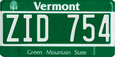 VT license plate ZID754
