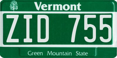 VT license plate ZID755