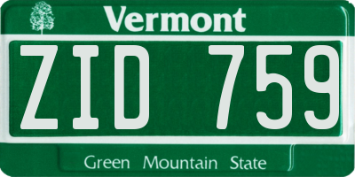 VT license plate ZID759