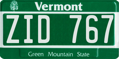 VT license plate ZID767