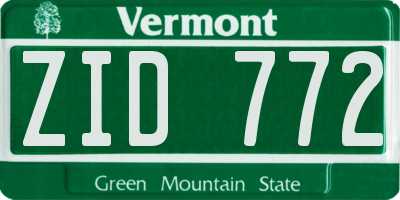 VT license plate ZID772