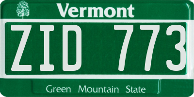 VT license plate ZID773