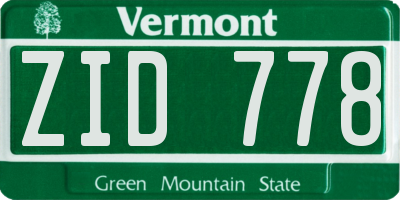 VT license plate ZID778