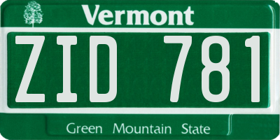VT license plate ZID781