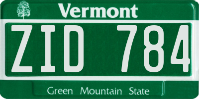 VT license plate ZID784