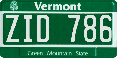VT license plate ZID786
