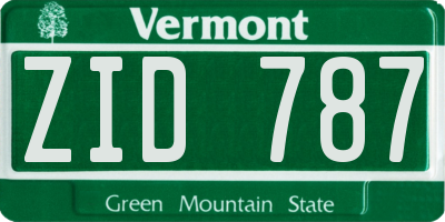 VT license plate ZID787