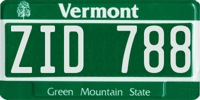 VT license plate ZID788