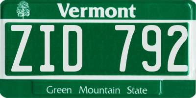VT license plate ZID792