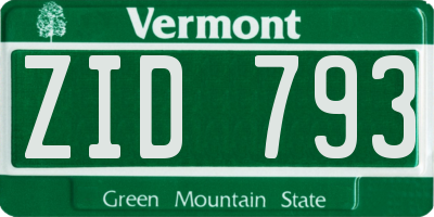 VT license plate ZID793