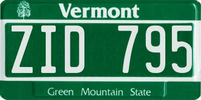 VT license plate ZID795