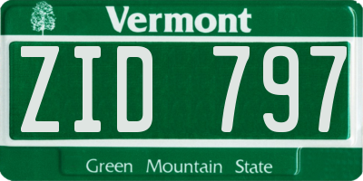 VT license plate ZID797