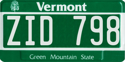 VT license plate ZID798