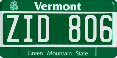VT license plate ZID806