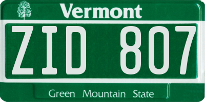 VT license plate ZID807