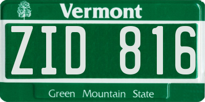 VT license plate ZID816