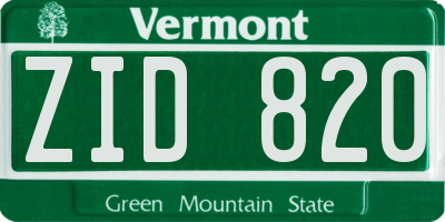 VT license plate ZID820