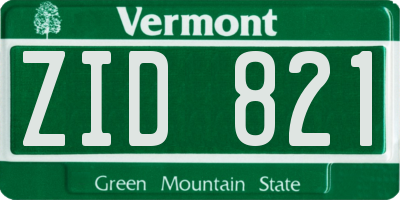 VT license plate ZID821