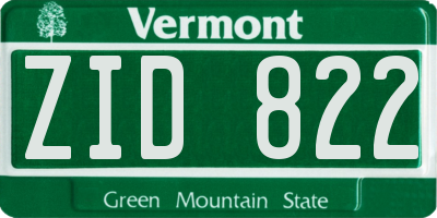 VT license plate ZID822