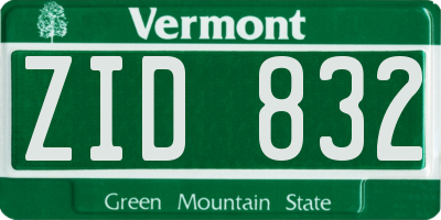 VT license plate ZID832