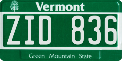 VT license plate ZID836