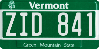 VT license plate ZID841