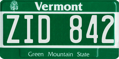VT license plate ZID842