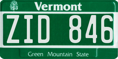 VT license plate ZID846