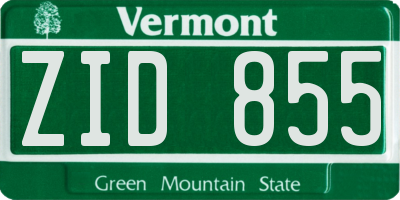 VT license plate ZID855