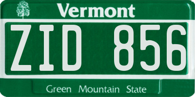 VT license plate ZID856