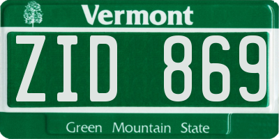 VT license plate ZID869