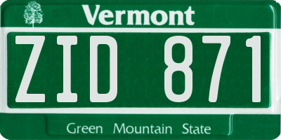 VT license plate ZID871