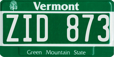 VT license plate ZID873