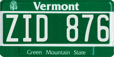 VT license plate ZID876