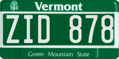 VT license plate ZID878