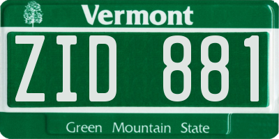 VT license plate ZID881