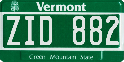 VT license plate ZID882