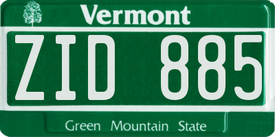 VT license plate ZID885
