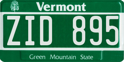 VT license plate ZID895