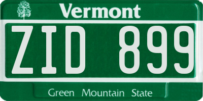 VT license plate ZID899