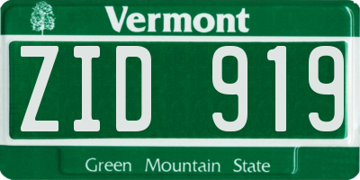 VT license plate ZID919