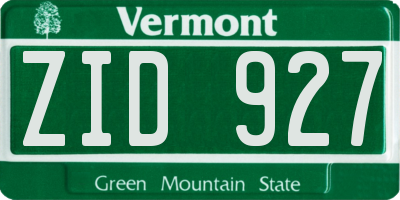 VT license plate ZID927