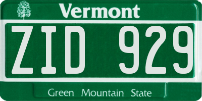 VT license plate ZID929