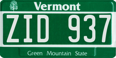 VT license plate ZID937