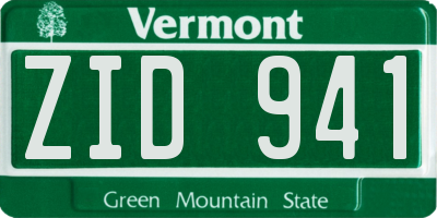 VT license plate ZID941