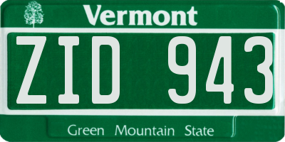 VT license plate ZID943
