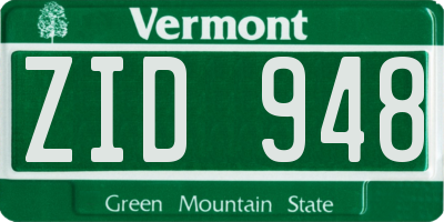 VT license plate ZID948