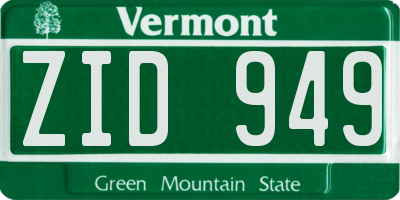 VT license plate ZID949