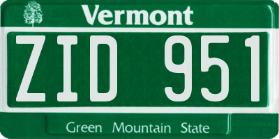 VT license plate ZID951
