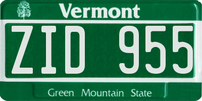 VT license plate ZID955